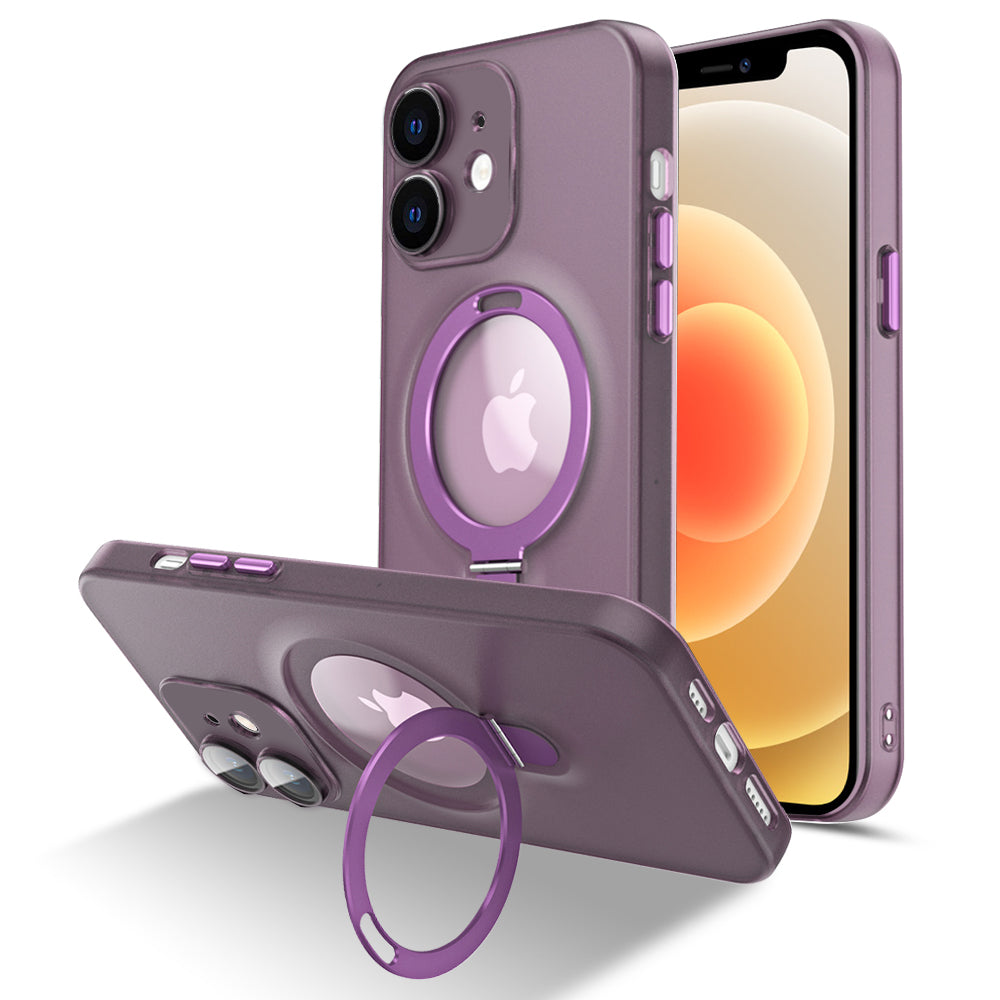 Magnetic Matte Phone Case for iPhone 12 Glass Lens Protector Phone Kickstand Cover Magnetic Matte Phone Case for iPhone 12 Glass Lens Protector Phone Kickstand Cover